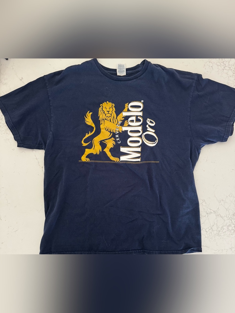 Vintage ModelCo Navy Tee with Gold Lion Graphic